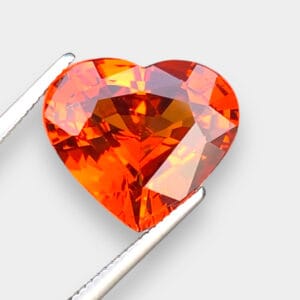 Flawless 7.38 CT Excellent Heart Shape Natural Mandarin Garnet from Nigeria.