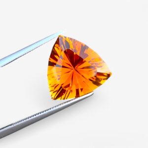 Flawless 8.68 CT Precision Trillion Cut Natural Golden Tourmaline.