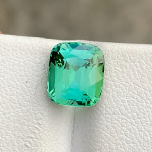 Flawless 3.10 CT Excellent Cushion Cut Natural Mint Green Tourmaline from Afghanistan.