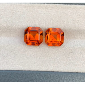 Flawless 10 TCW Excellent Asscher Cut Madeira Citrine Perfect Match Pair Gemstone from Brazil.