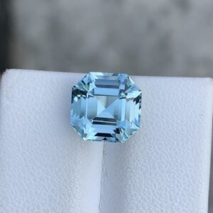 Flawless 4.50 CT Excellent Asscher Cut Natural Blue Aquamarine Gemstone from Madagascar.