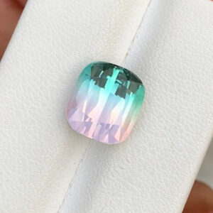 Flawless 5.28 CT Excellent Cushion Cut Natural Bi Color Tourmaline from Afghanistan.