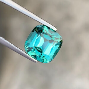 Flawless 2.66 CT Excellent Cushion Cut Natural Lagoon Tourmaline from Afghanistan.